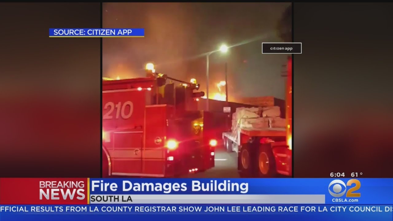 Fire Collapses Roof Of South LA Commercial Building