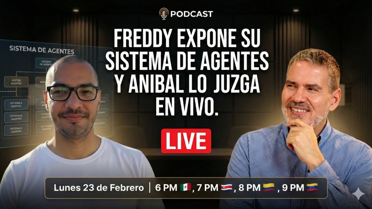 Freddy expone su sistema de agentes y Anibal lo juzga en vivo.