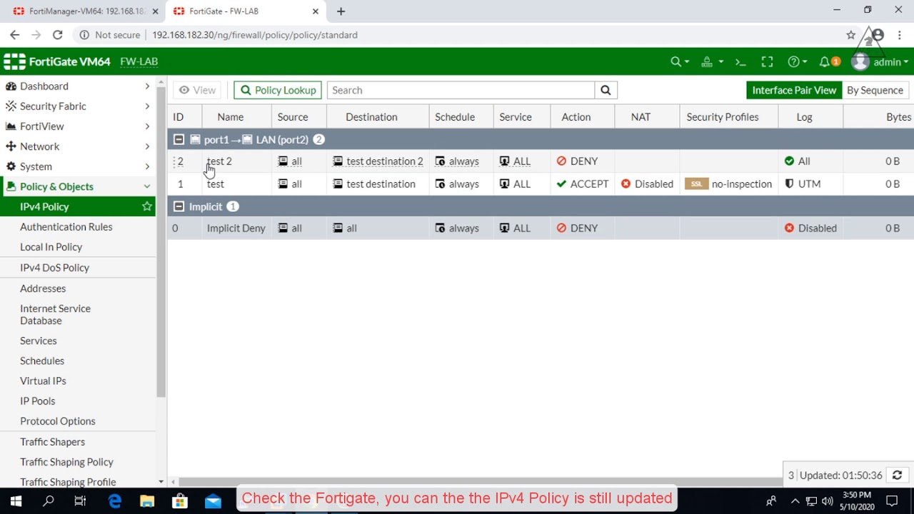 How to push firewall policy from Fortimanager to Fortigate
