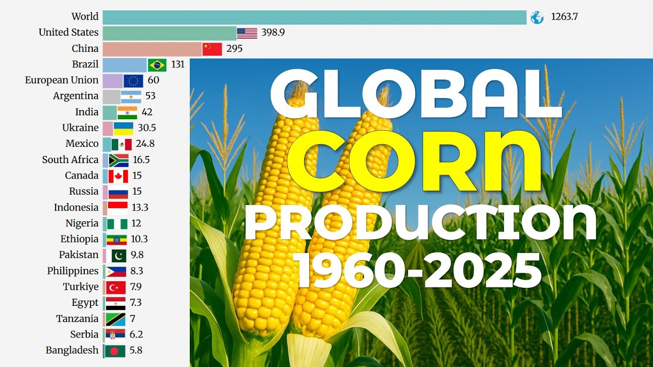 Global Corn Production (1960-2025) | World & Top 20 Countries