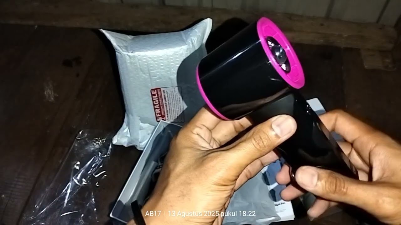 Unboxing kipas angin mini goojodoq gfs002 ada fitur senter