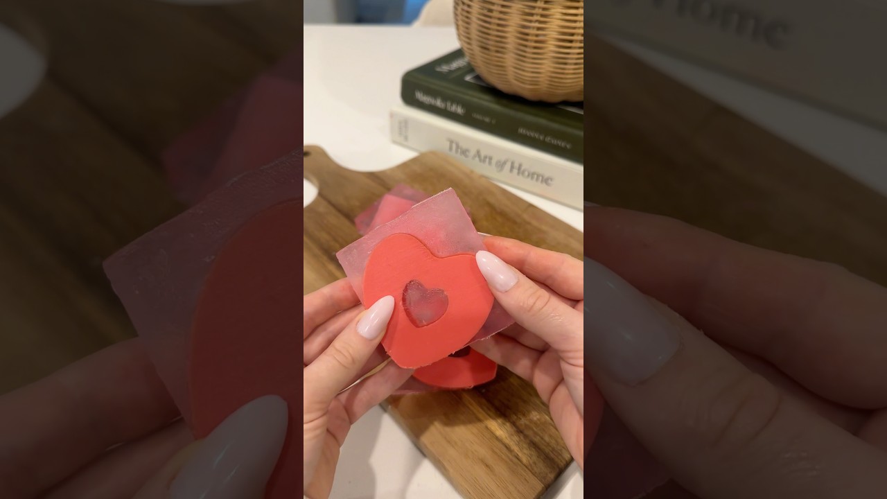 DIY pink heart soap💗 #diy #soapmaking #aesthetic #pink #asmr #giftidea #soap #asmrsounds