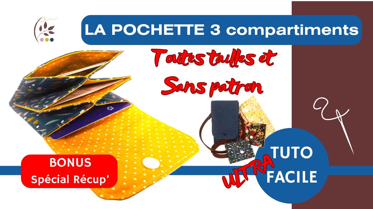 Comment coudre LA POCHETTE 3 compartiments- Toutes tailles et sans patron ! #couture #diy #sewing