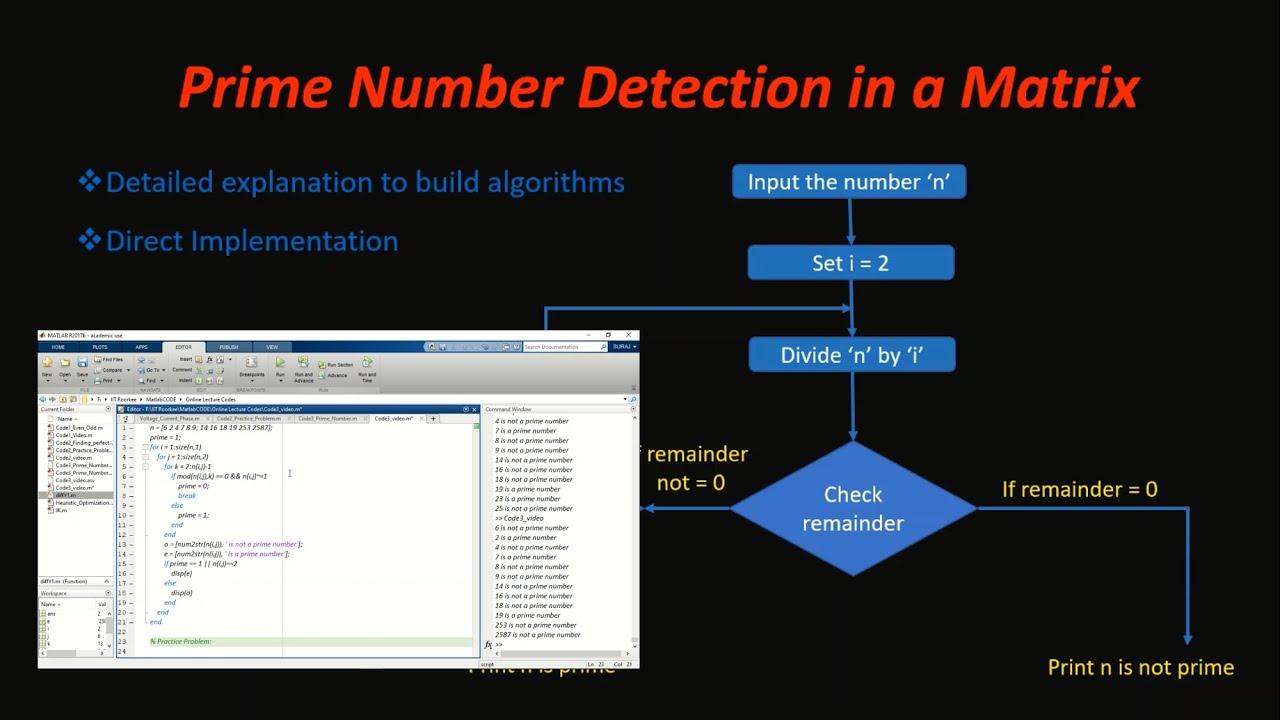Learn MATLAB Coding With Example 3: Prime Number Detection