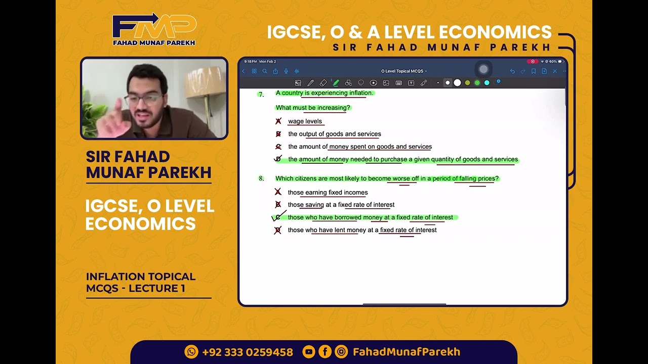 Inflation Topical MCQS Paper 1 - Lecture 1 ( Inflation & RPI ) IGCSE/O Level Economics 2281/0455 |