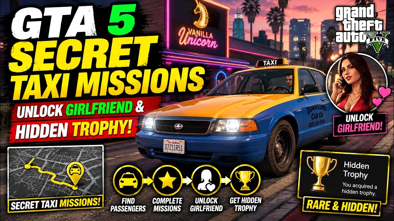 GTA 5 - Secret Taxi Missions - Unlock Girlfriend & Hidden Trophy