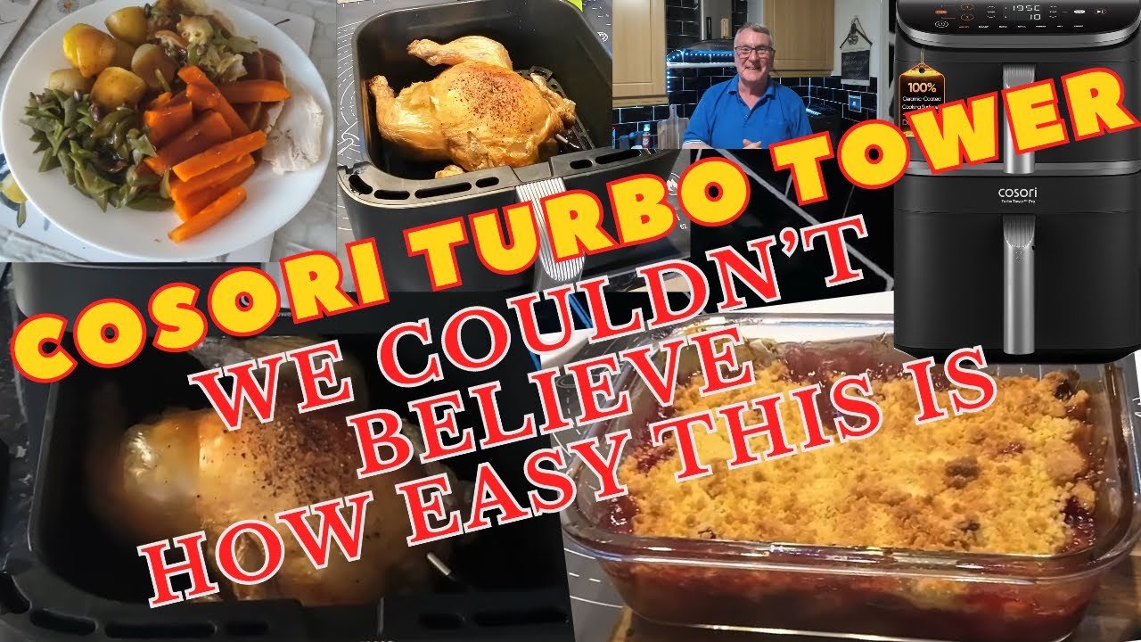 Cosori turbo tower, Sunday dinner chicken + apple and damson crumble 