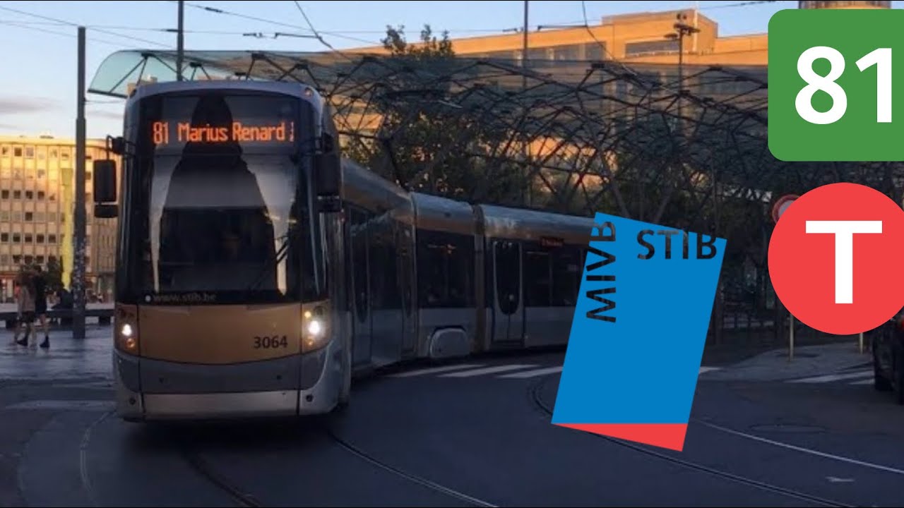 ( Stib ) tram : trajet dans un T3000 de la ligne 81 entre gare du midi et saint - guidon ( 3064 )
