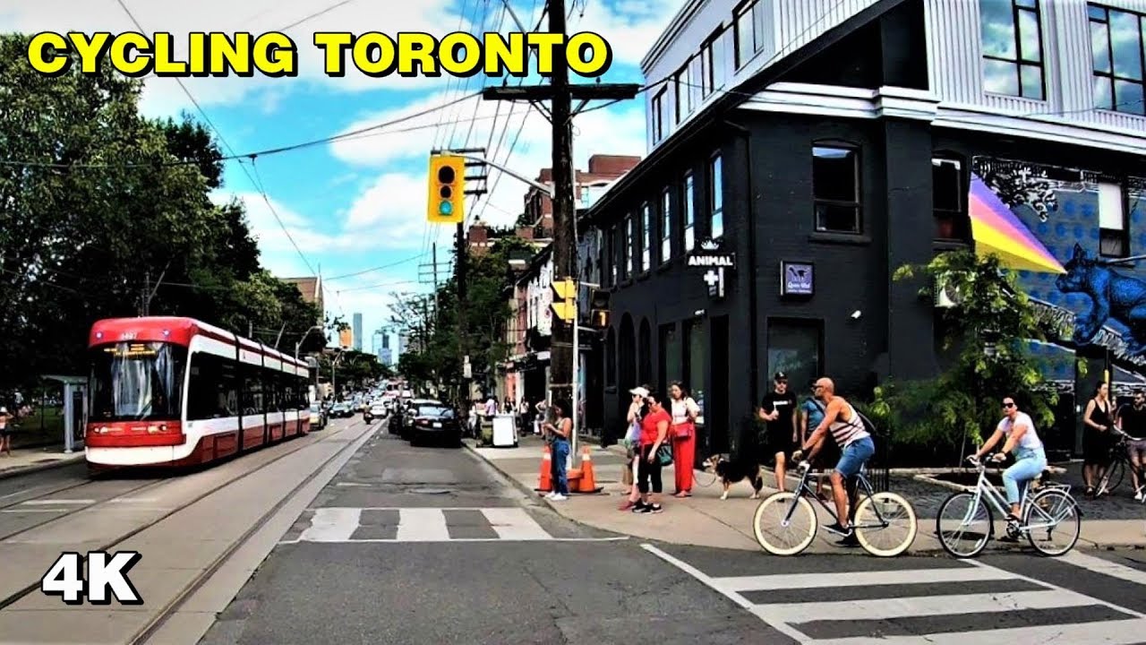 Cycling Toronto - Queen Street West, Cabbagetown & Yonge St [4K]