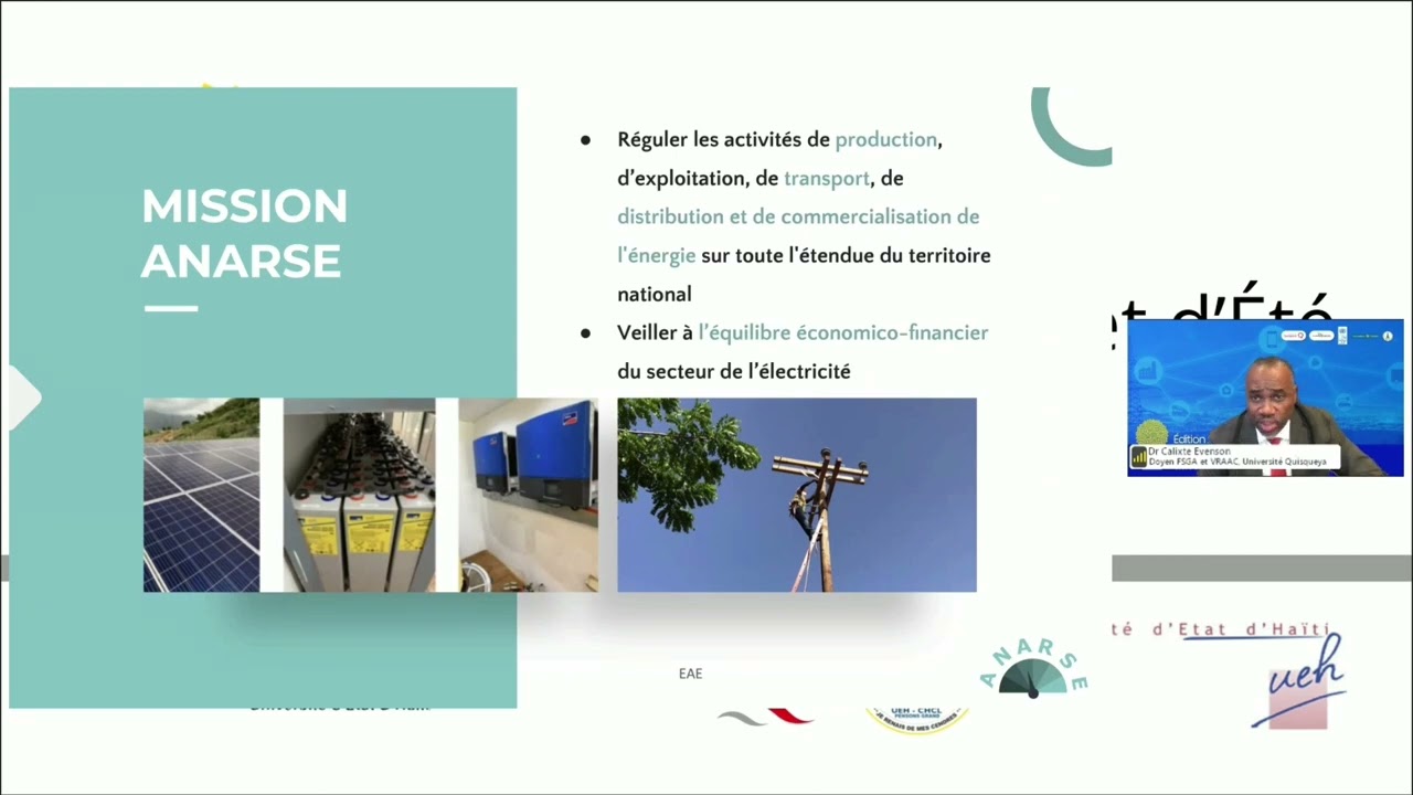 &Eacute;A&Eacute;2023: D&eacute;veloppement du secteur &eacute;lectrique en Ha&iuml;ti, cadre l&eacute;gal de r&eacute;gulation&ndash;Partie 1/Dr Calixte