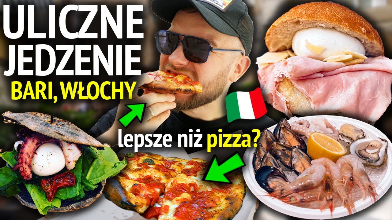 WŁOCHY: ULICZNE JEDZENIE W BARI (Apulia) - TANIE JEDZENIE WŁOSKIE: kanapki, focaccia i owoce morza