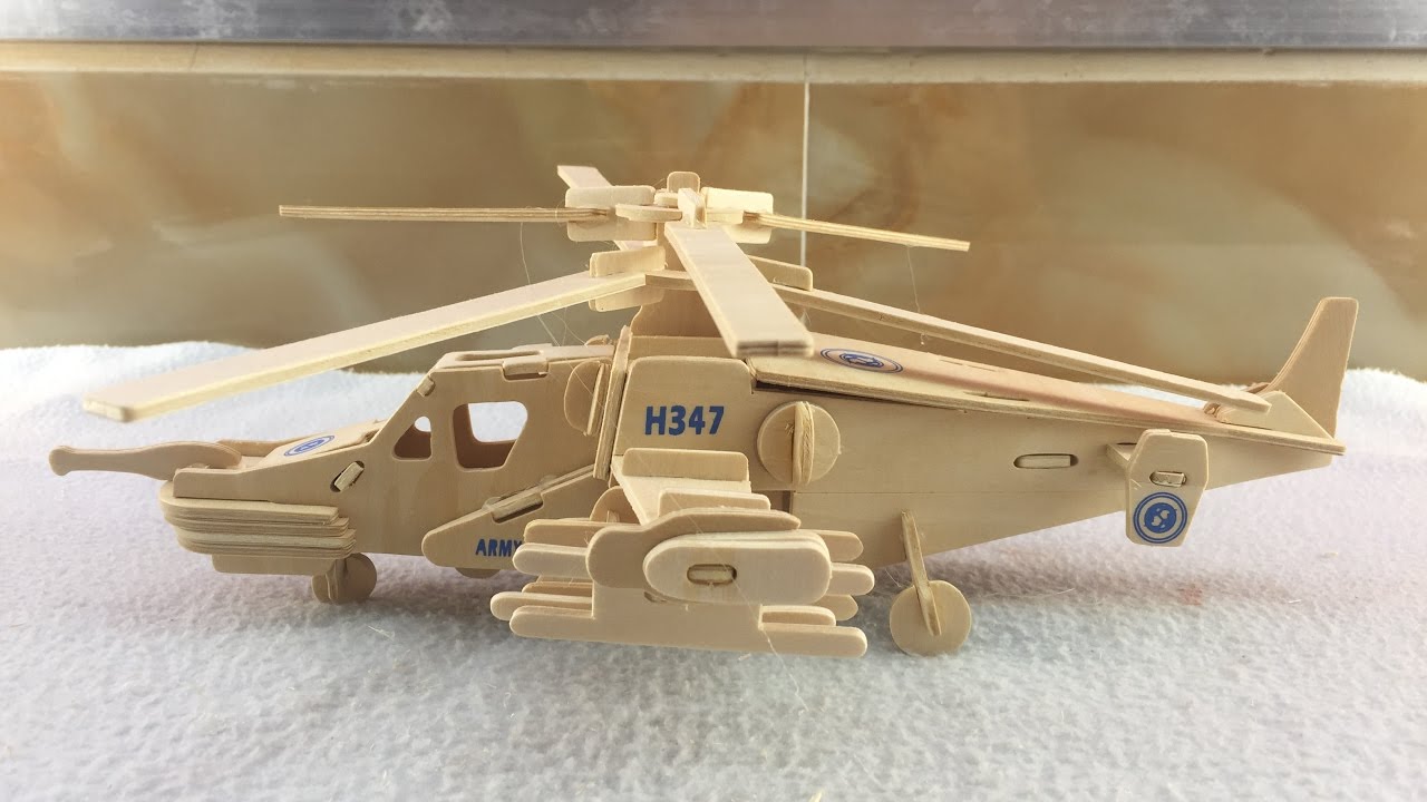 DIY 3D Woodcraft Construction Kit KA-50 Black Shark