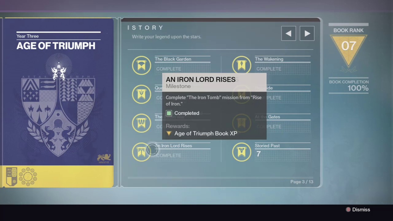 Destiny - Age of Triumph Quest & Book Fully Complete!