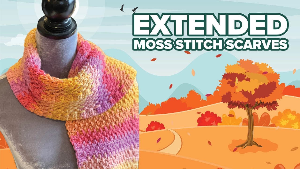 Easy Mai Tai Crochet Extended Moss Stitch Scarf