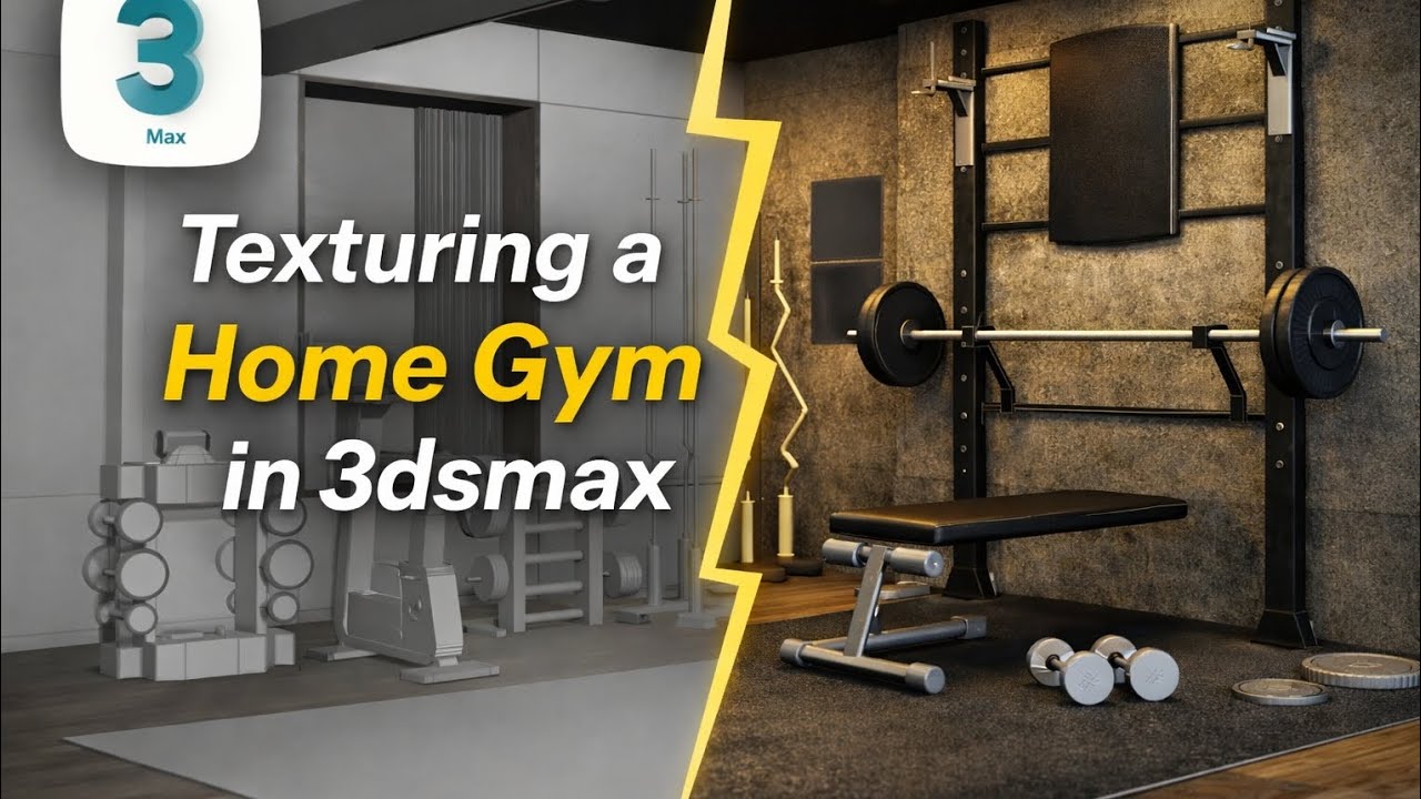 How to Texture a Home Gym in 3ds Max | Realistic Materials Tutorial