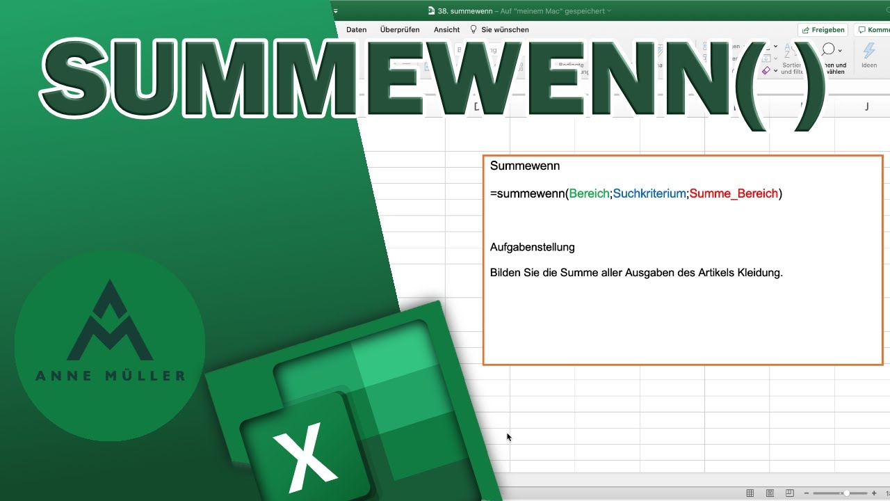 SUMMEWENN in Microsoft Excel 365 anwenden
