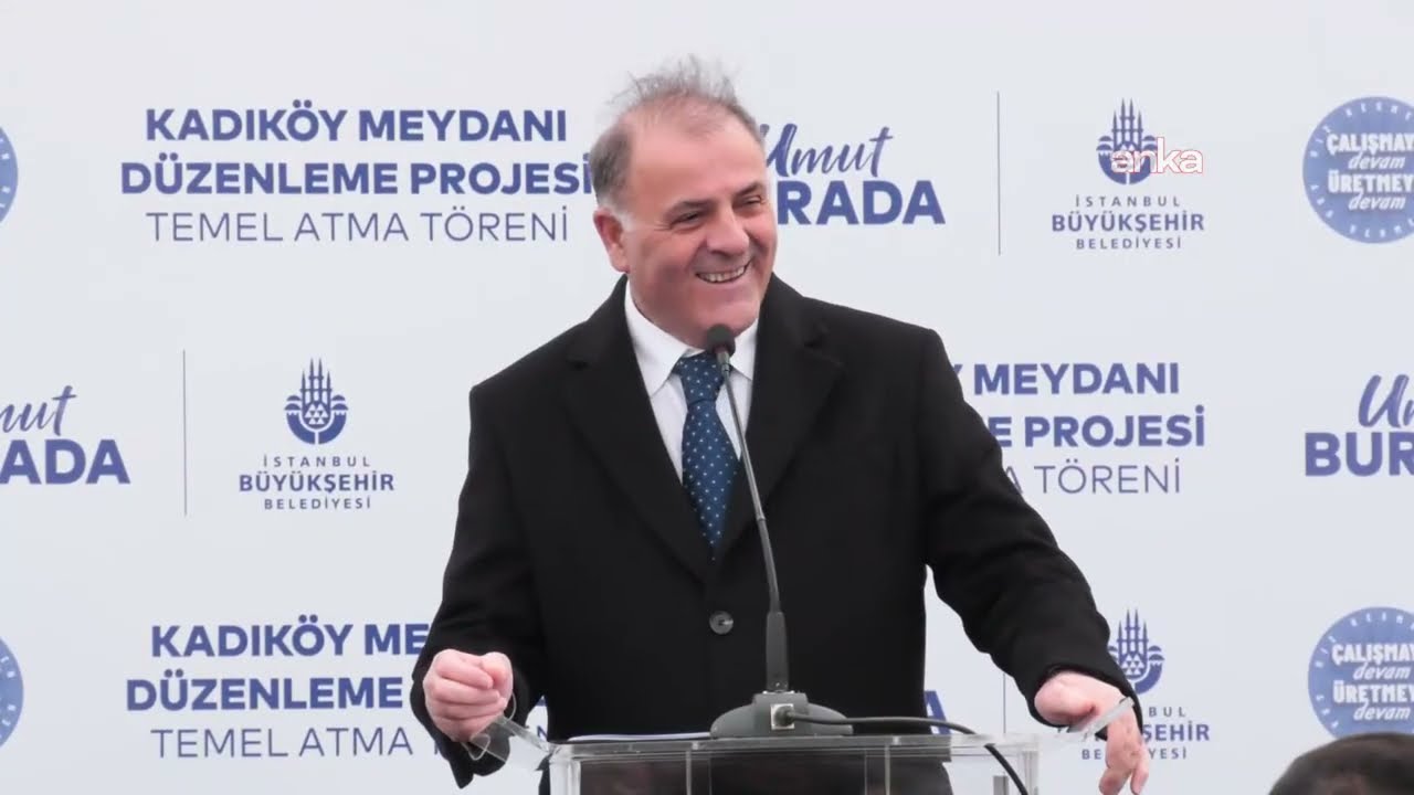 İBB Başkan Vekili Nuri Aslan, Kadıköy Meydanı Düzenleme Projesi Temel Atma Töreni'nde konuşuyor