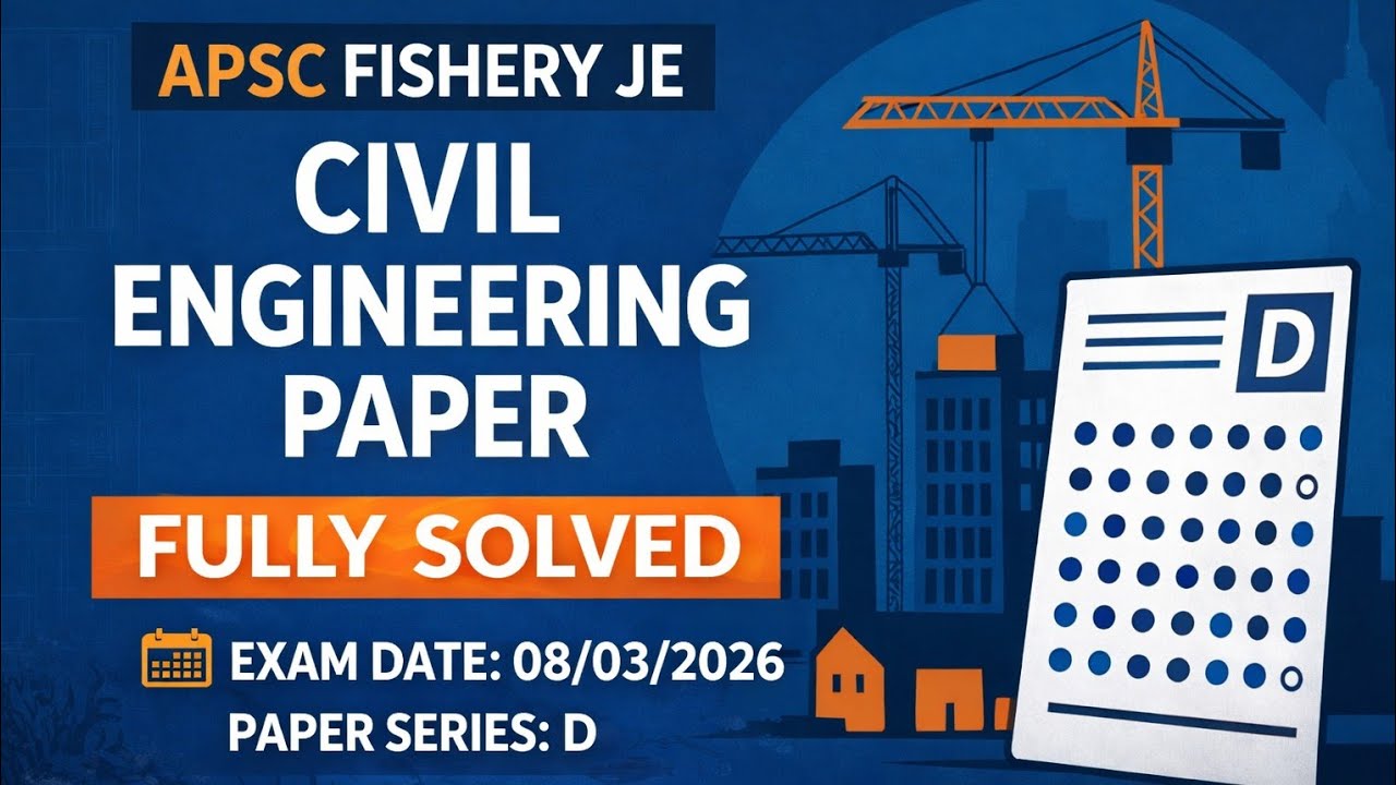 APSC Fishery JE Solved Answer Key 2026 | Civil Engineering 