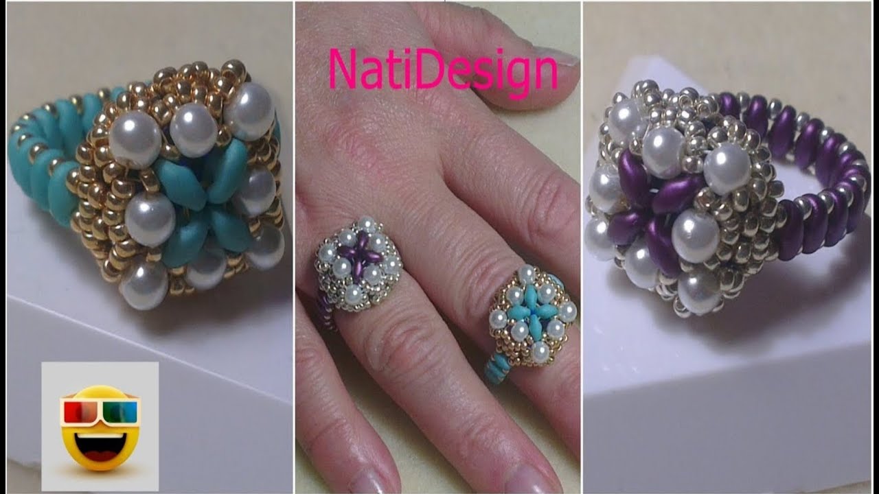ANILLO MOSAICO DE PERLAS, MOSTACILLA Y SUPERDUOS💞🤩-Tutorial- MOSAIC RING WITH SUPERDUOS