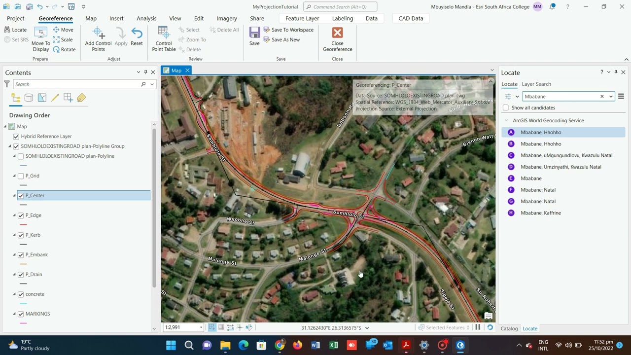 Working with CAD Data in ArcGIS Pro, define projection and projection tools