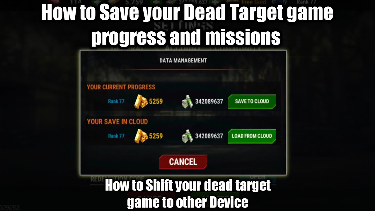 How to Save your Dead Target game progress  missions | how to shift dead target game to other Device