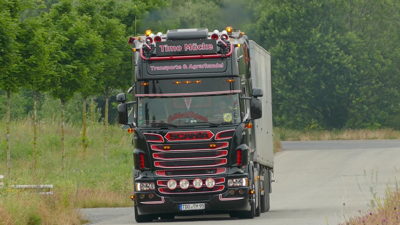 WIR ALLE LIEBEN ES! V8 SOUND DER EXTRA KLASSE Scania R 560, S 650 mit offenen Klappen!
