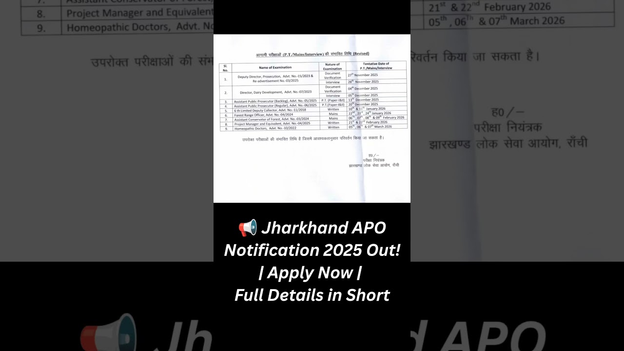 📢 Jharkhand APO Notification 2025 Out! | Apply Now | Full Details in Short