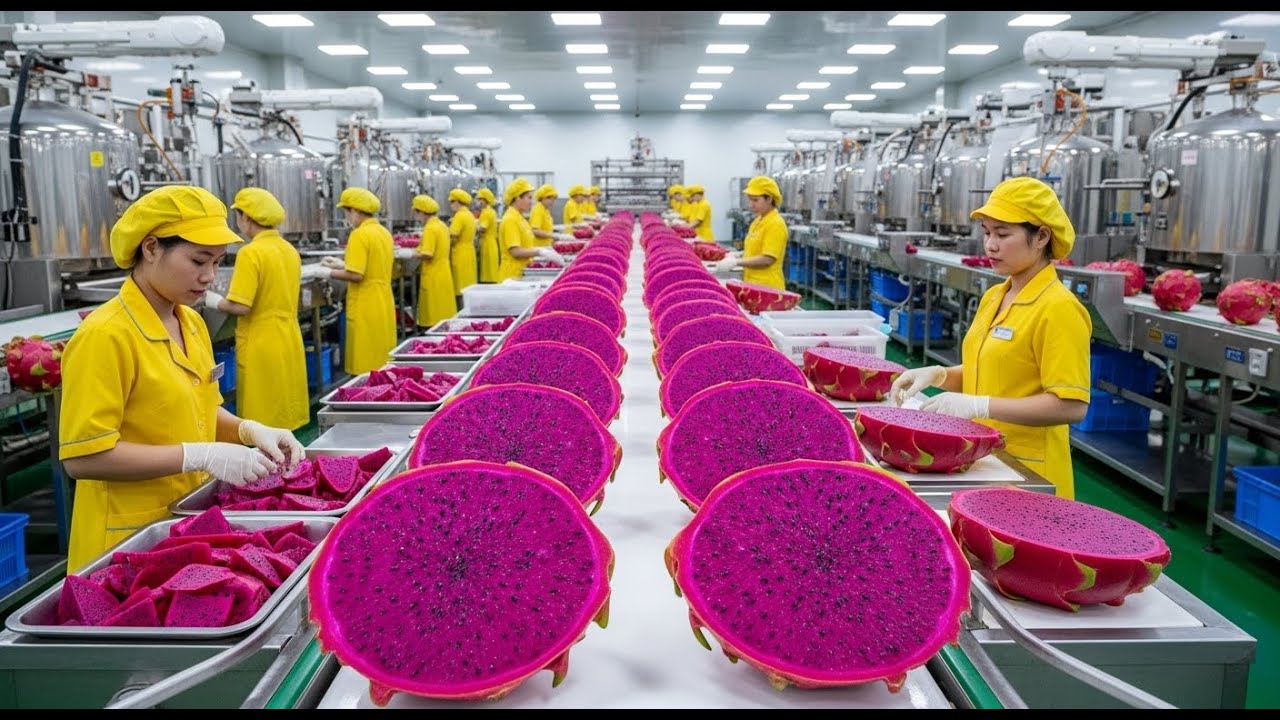 Inside the Factory: How Fresh Dragon Fruit Juice Is Extracted, Processed, and Bottled (Full Process)