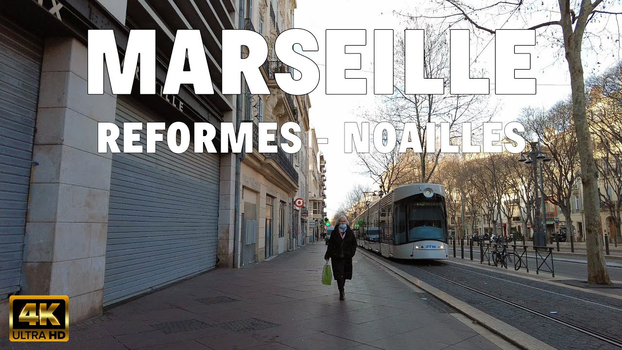 [4K] 🇫🇷 Marseille, FRANCE - Walking from "Réformés Canebière" to "Noailles"