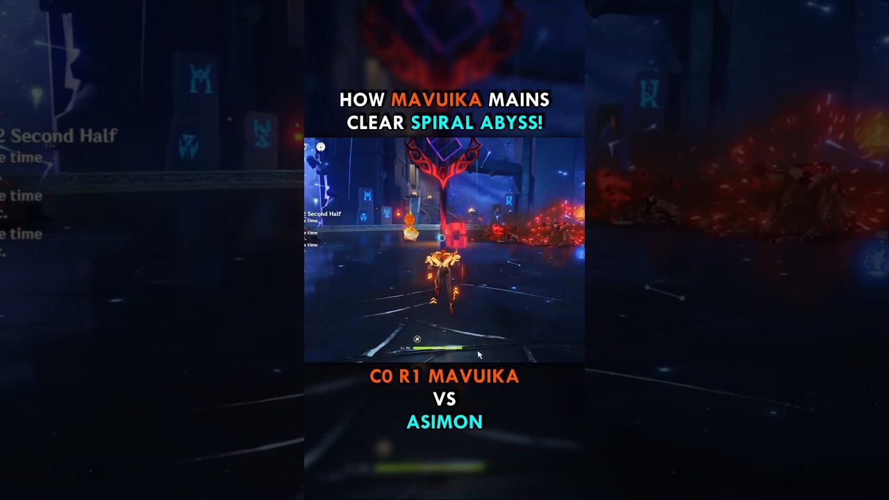 C0 R1 Mavuika one cycles ASIMON in new Spiral Abyss 5.4/5.5 ! #mavuika #spiralabyss #genshinshorts