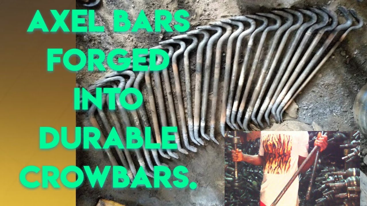 AXEL BARS FORGED INTO DURABLE CROWBARS. #CROWBAR #PRYBAR #CARPARTS #ANVIL #BLACKSMITH