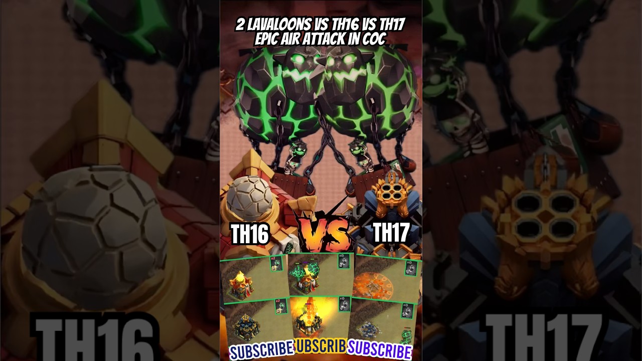 2 LAVALOONs vs TH16 vs TH17 - Epic Air Challenge in Clash of Clans #shorts #coc #awezchaitrend
