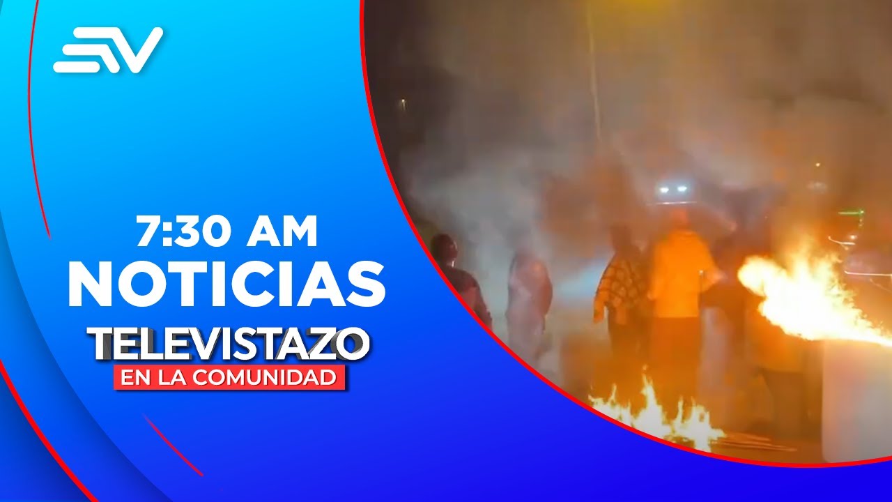 Anoche un grupo de manifestantes bloqueó la vía Riobamba - Cuenca  | Televistazo | Ecuavisa