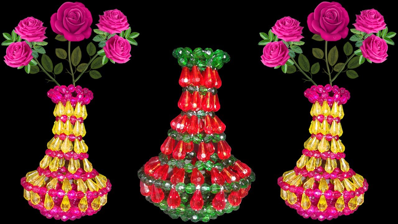 DIY Flower Vase : How To Make Flower Vase at Home || Beaded Flower Vase || Easy DIY Crafts