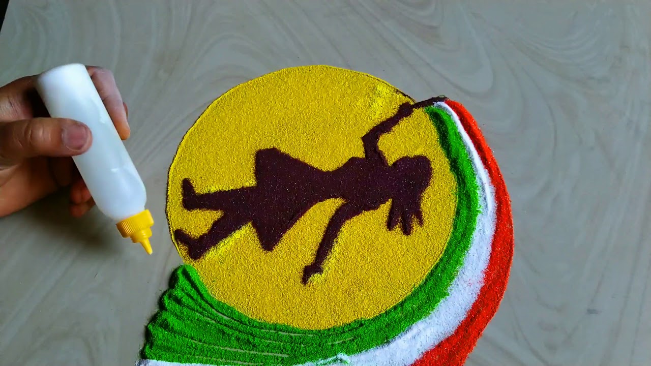26 January rangoli/republic day rangoli/tri colors rangoli