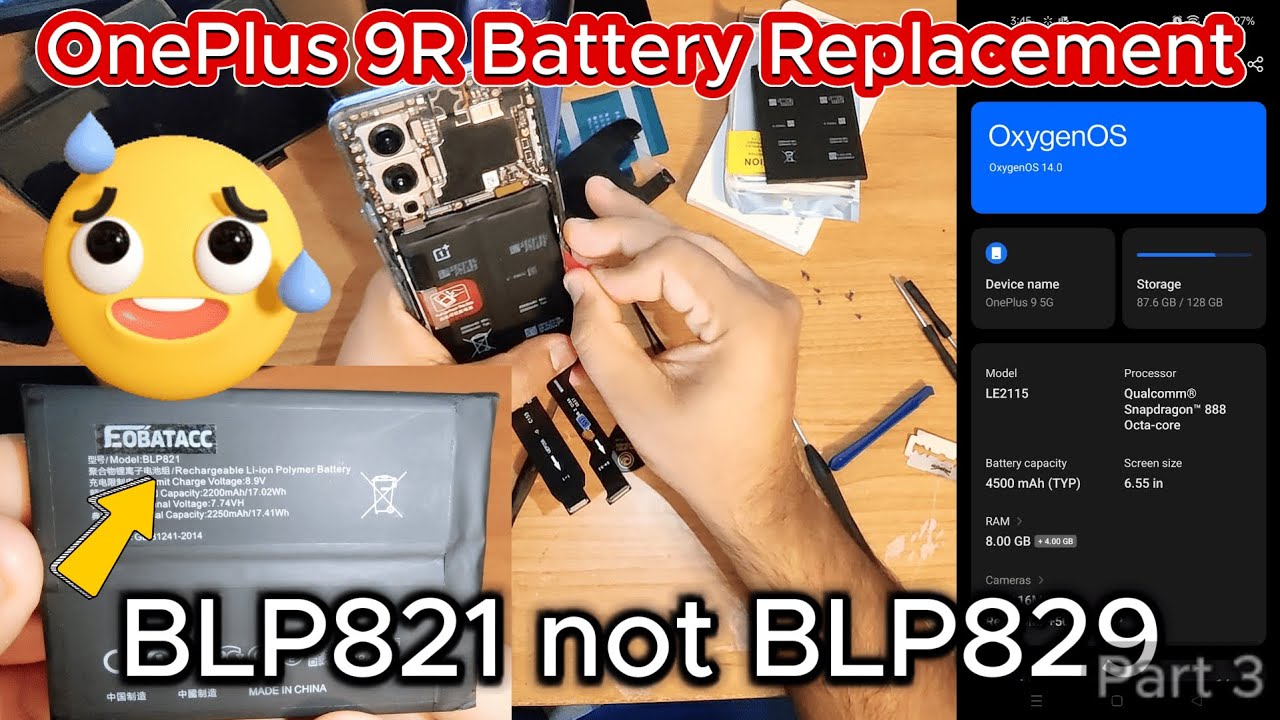 Замена батареи OnePlus 9 LE2115 с использованием BLP821 (не BLP829) | Часть 3 | Стоимость всего 1...