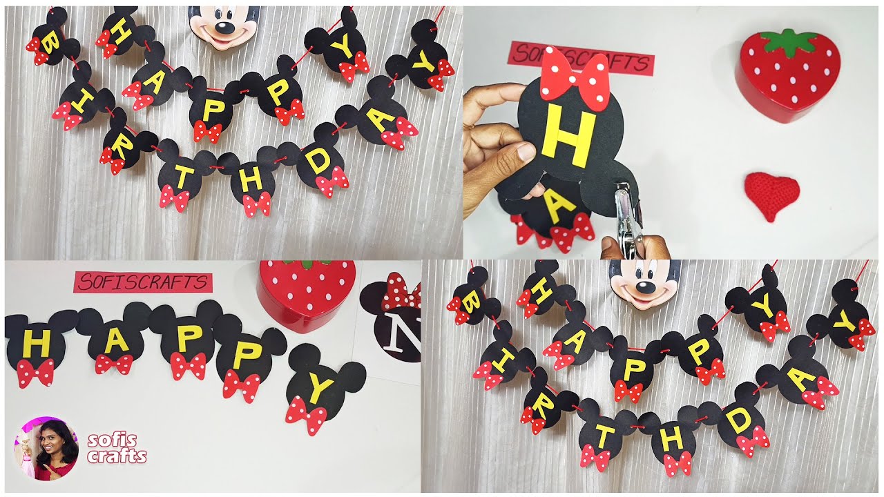 Mickey Theme Birthday banner ideas for boys | birthday decoration ideas | DIY