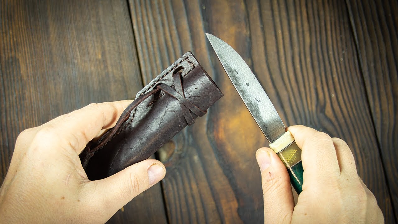 Как сделать ножны для ножа без развёртки/Knife sheath из кожи #ledermeister