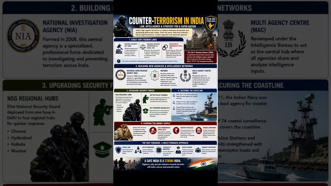 🛡️ Counter-Terrorism in India: From Laws to Intelligence Networks