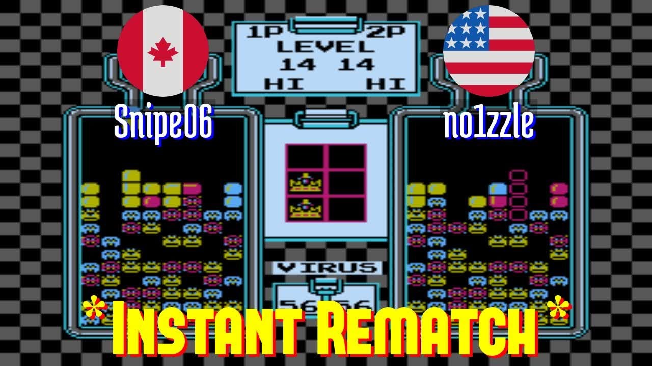 FT2 @nes_drmario: Snipe06 (CA) vs no1zzle (US) [Dr. Mario NES Fightcade] Sep 10