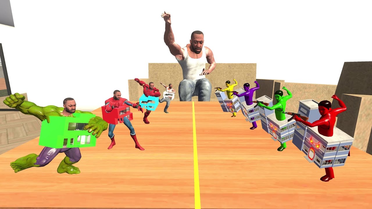 Tiny Franklin & Avengers House Vs Tiny Colourful Horror Police Station Man In Indian Bike Driving 3D