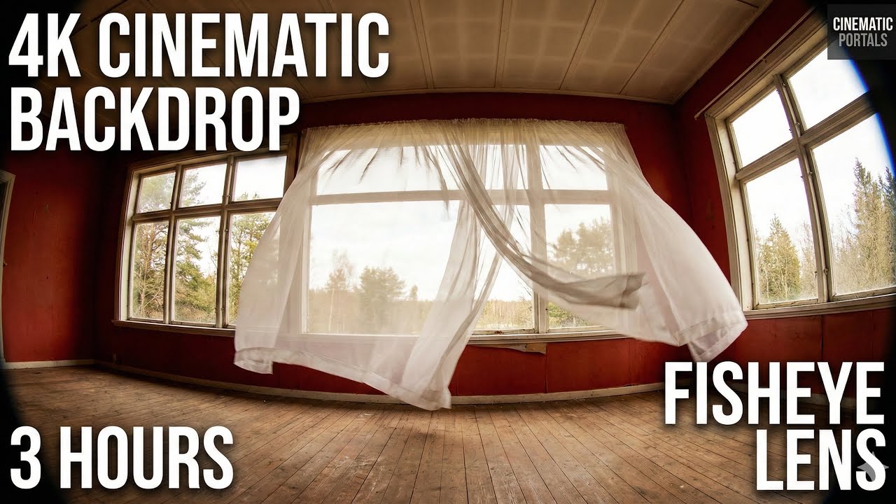 4K Projector Backdrop: Flying Curtain in Abandoned Building (Seamless Loop for Sleep & Study)