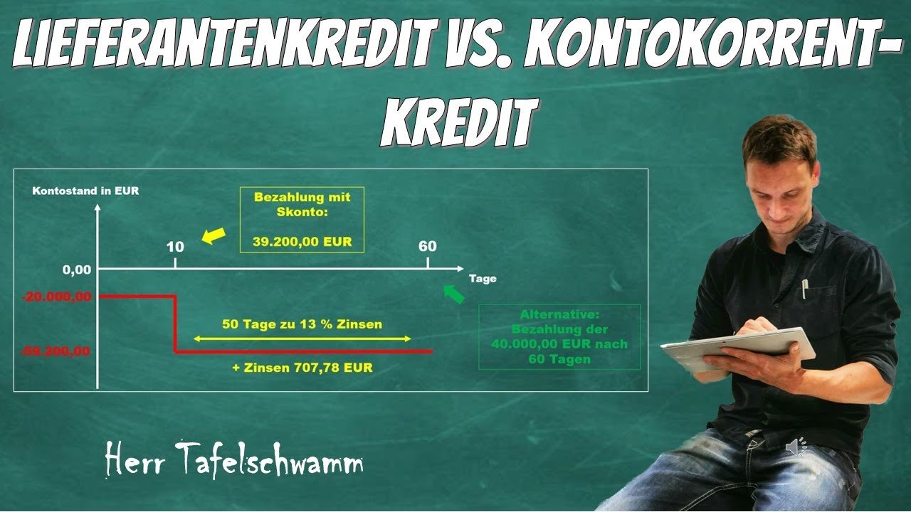 Lieferantenkredit VS Kontokorrentkredit - Konto überziehen und dafür Skonto nutzen? Einfach erklärt!