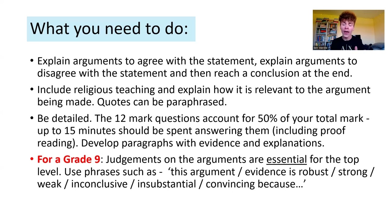 How to answer 12 mark questions for GCSE Religious Studies (AQA)