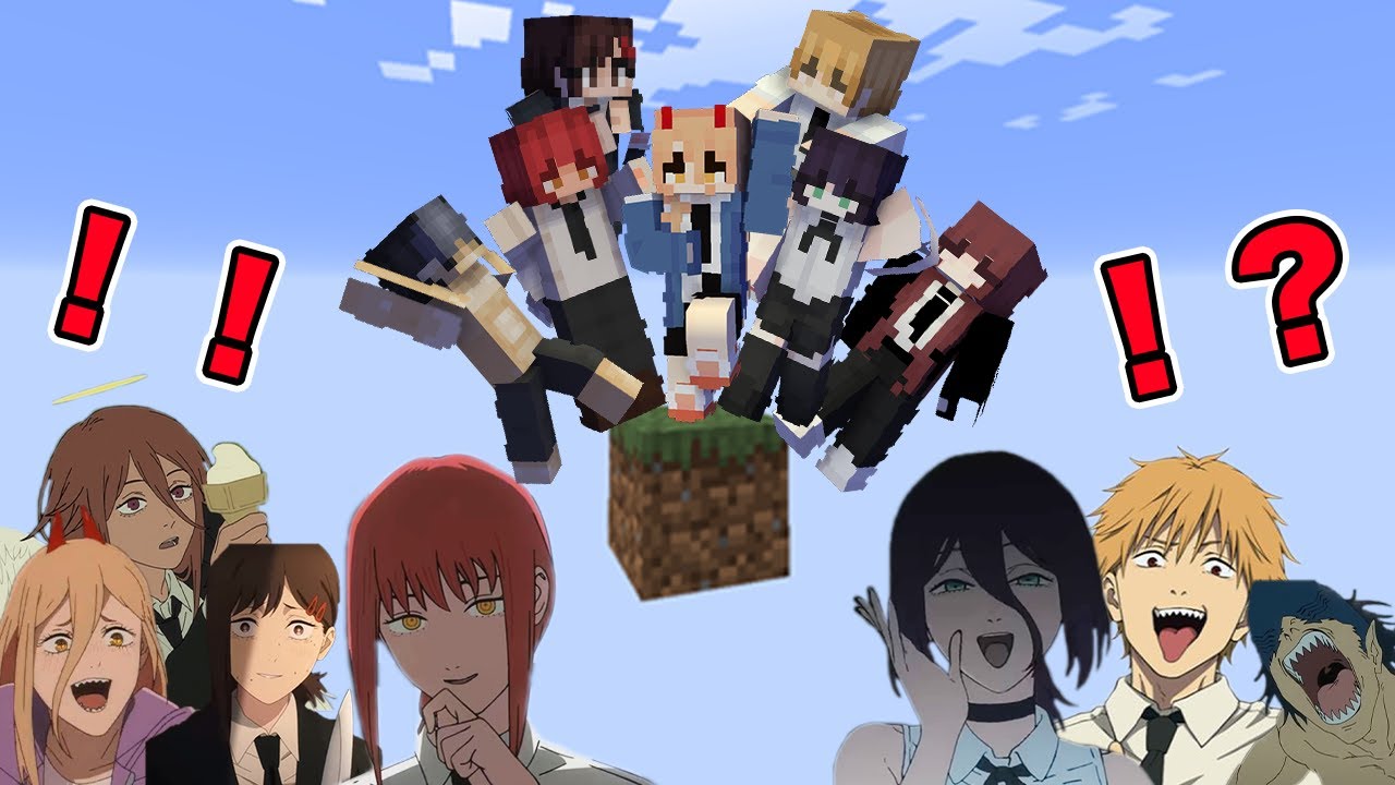 【チェンソーマン】レゼとマキマとデンジと天使の悪魔とビームとパワーとコベニが１マスの上でサバイバル生活するマインクラフト【レゼ篇】【声真似】【 マイクラ / Minecraft 】