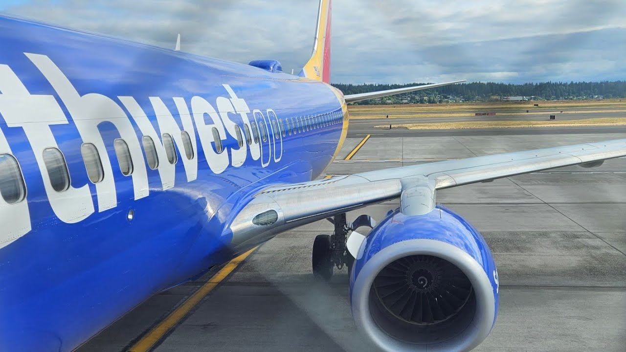 Southwest Airlines Pushback, Taxi, And Takeoff From Portland