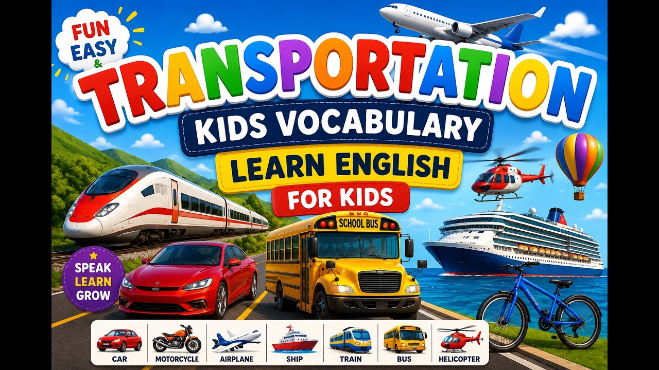 Transportation | Kids vocabulary | Learn English for kids 🚀🚌✈️  #KidsVocabulary #Transportation