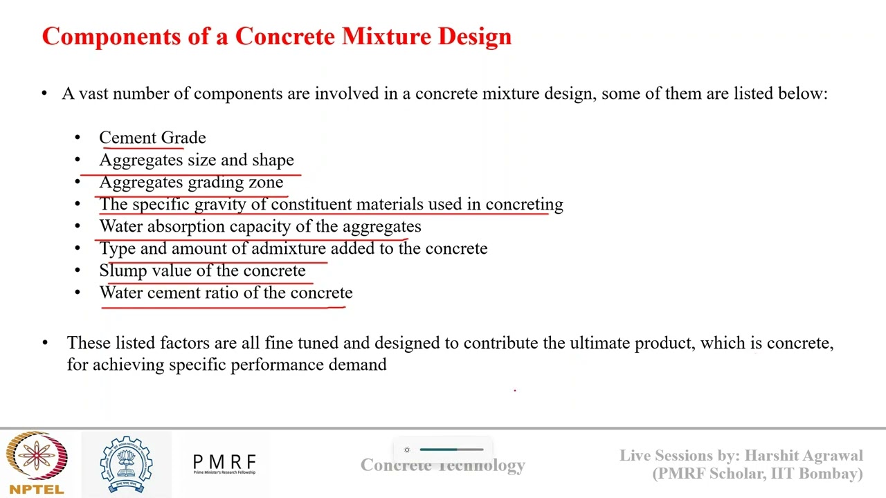 Concrete Technology WEEK 5: Concrete Mixture Design (IS Method and DOE Method)