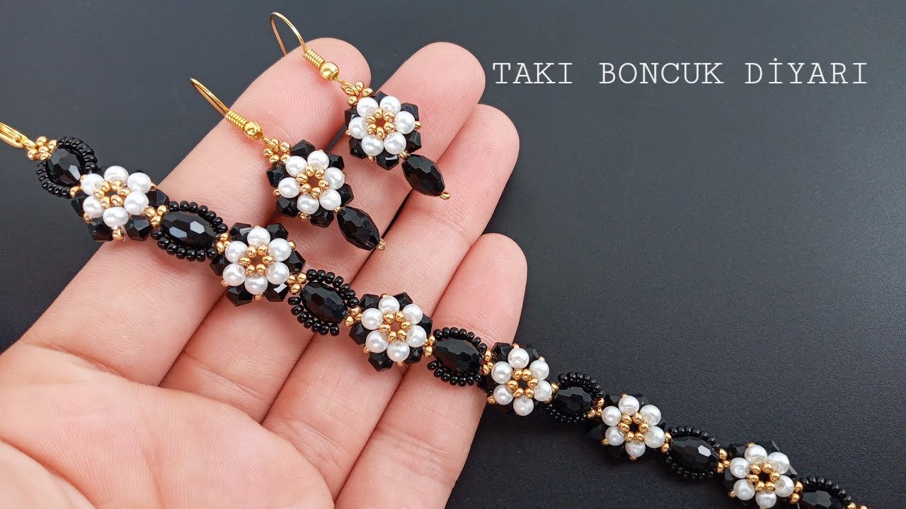 BONCUKTAN ZARİF VE KOLAY KÜPE & BİLEKLİK SETİ YAPIMI / EASY EARRING & BRACELET SET MADE FROM BEADS