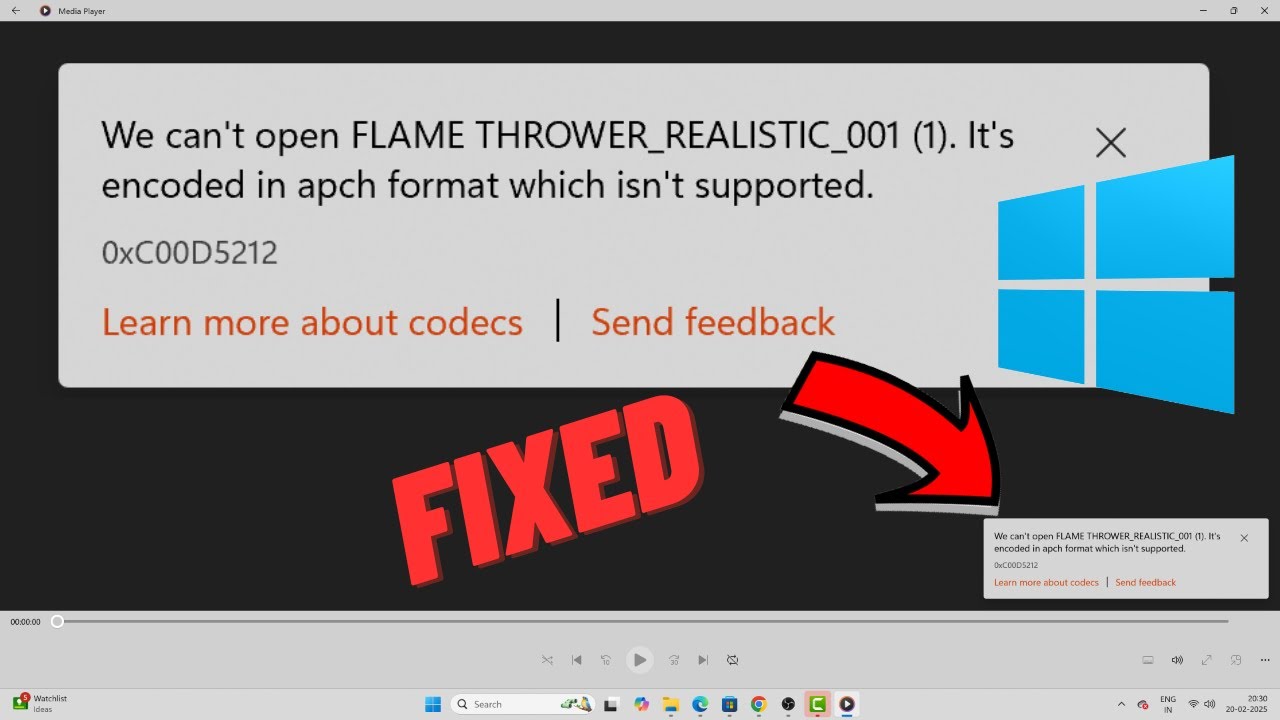 {Fixed} It's encoded in apch format which isn't supported. 0xC00D5212